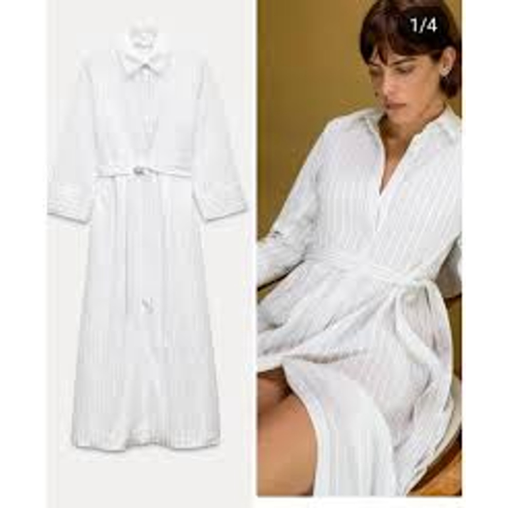 Zara Belted striped dress Size S - Picture 2 of 9